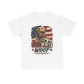 Red, White & Woof™ | Patriotic Golden Retriever Soccer Fan Tee