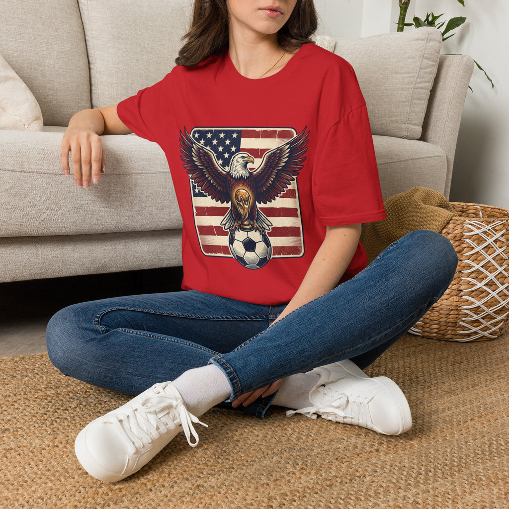 Eagle & American Flag Soccer T‑Shirt — Patriotic Soccer Fan Tee