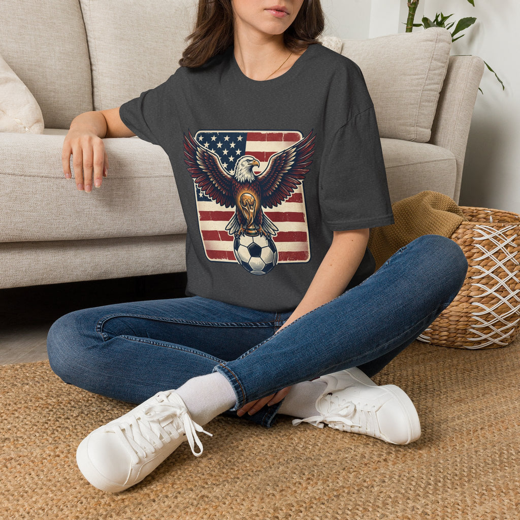 Eagle & American Flag Soccer T‑Shirt — Patriotic Soccer Fan Tee