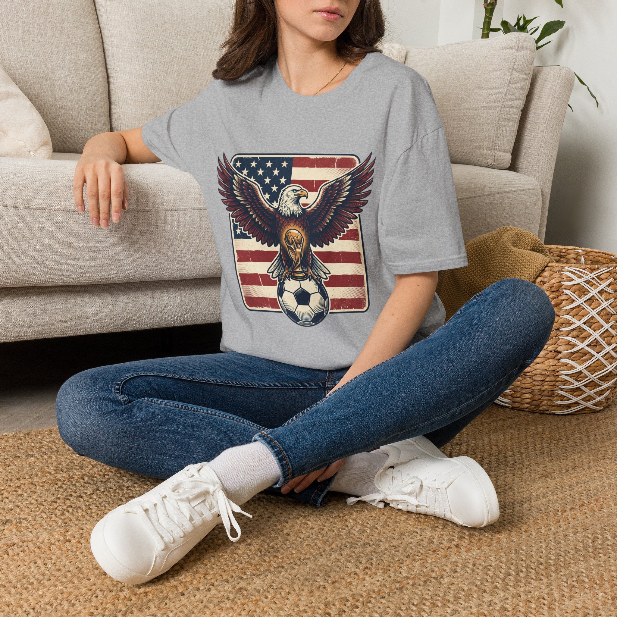 Eagle & American Flag Soccer T‑Shirt — Patriotic Soccer Fan Tee