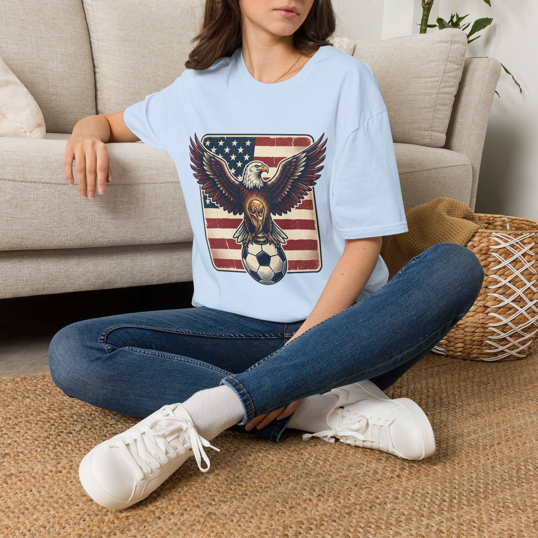 Eagle & American Flag Soccer T‑Shirt — Patriotic Soccer Fan Tee