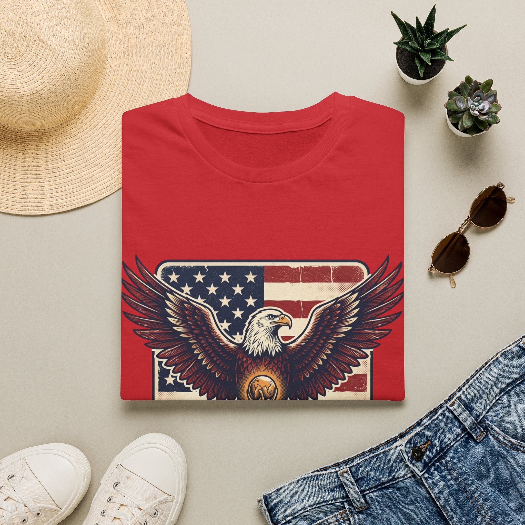 Eagle & American Flag Soccer T‑Shirt — Patriotic Soccer Fan Tee