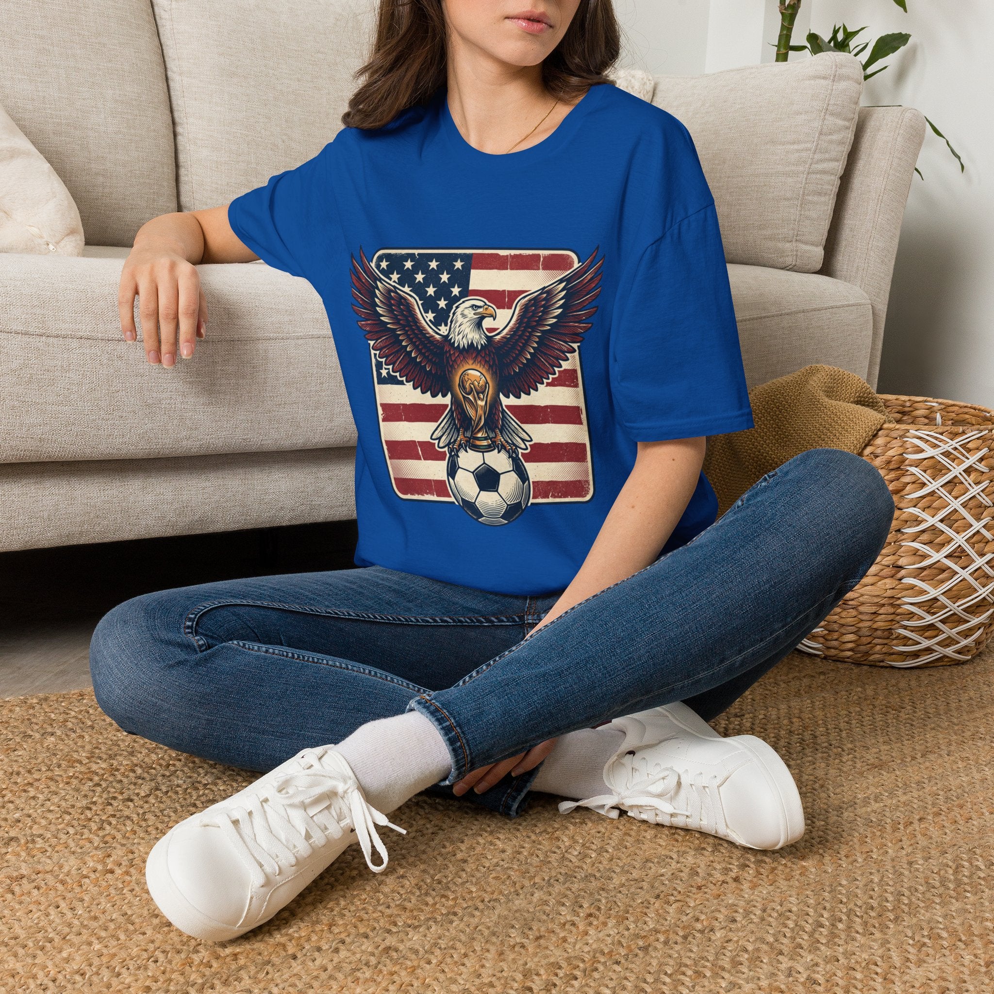 Eagle & American Flag Soccer T‑Shirt — Patriotic Soccer Fan Tee