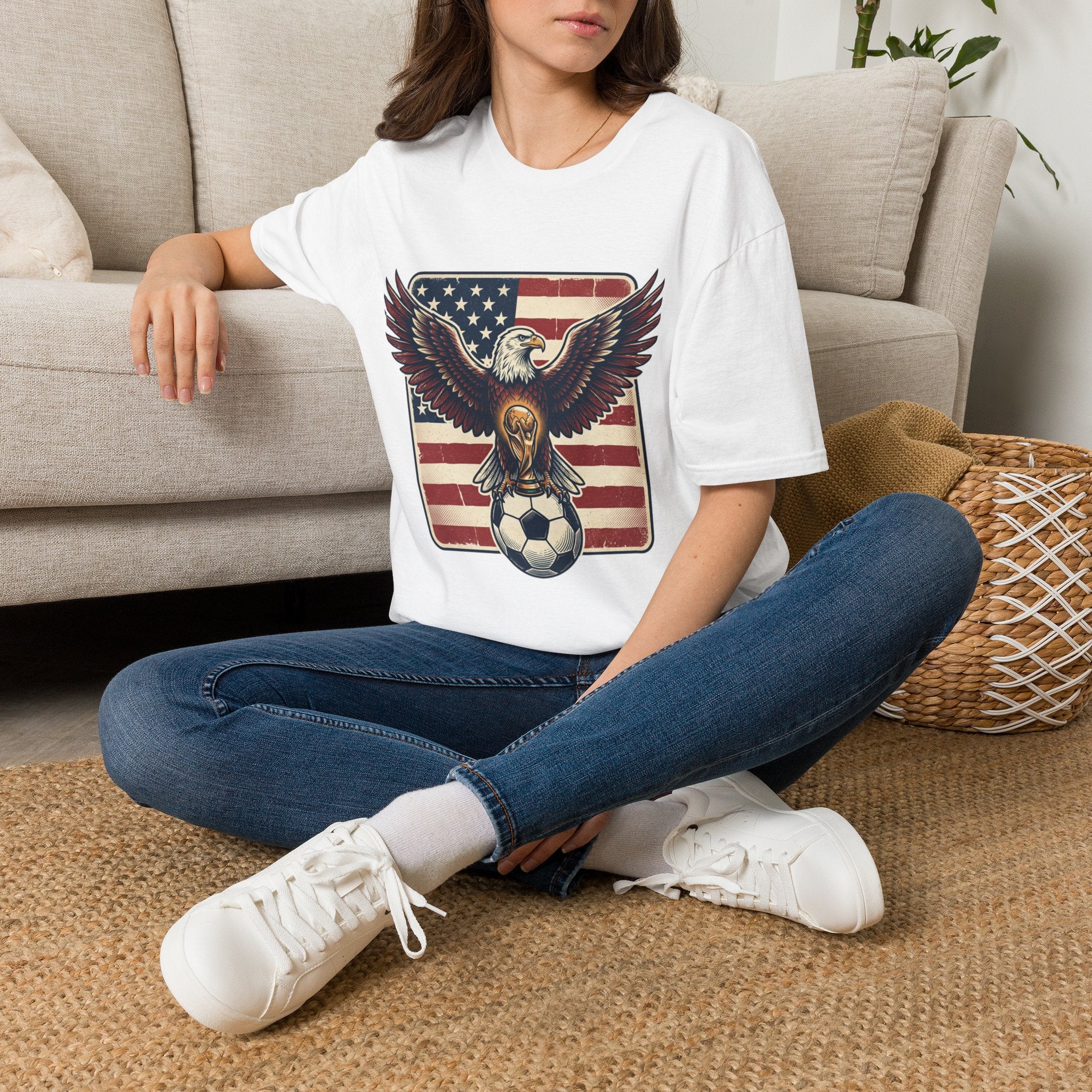 Eagle & American Flag Soccer T‑Shirt — Patriotic Soccer Fan Tee