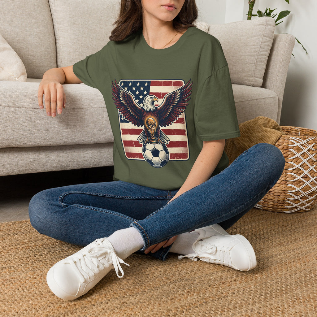 Eagle & American Flag Soccer T‑Shirt — Patriotic Soccer Fan Tee