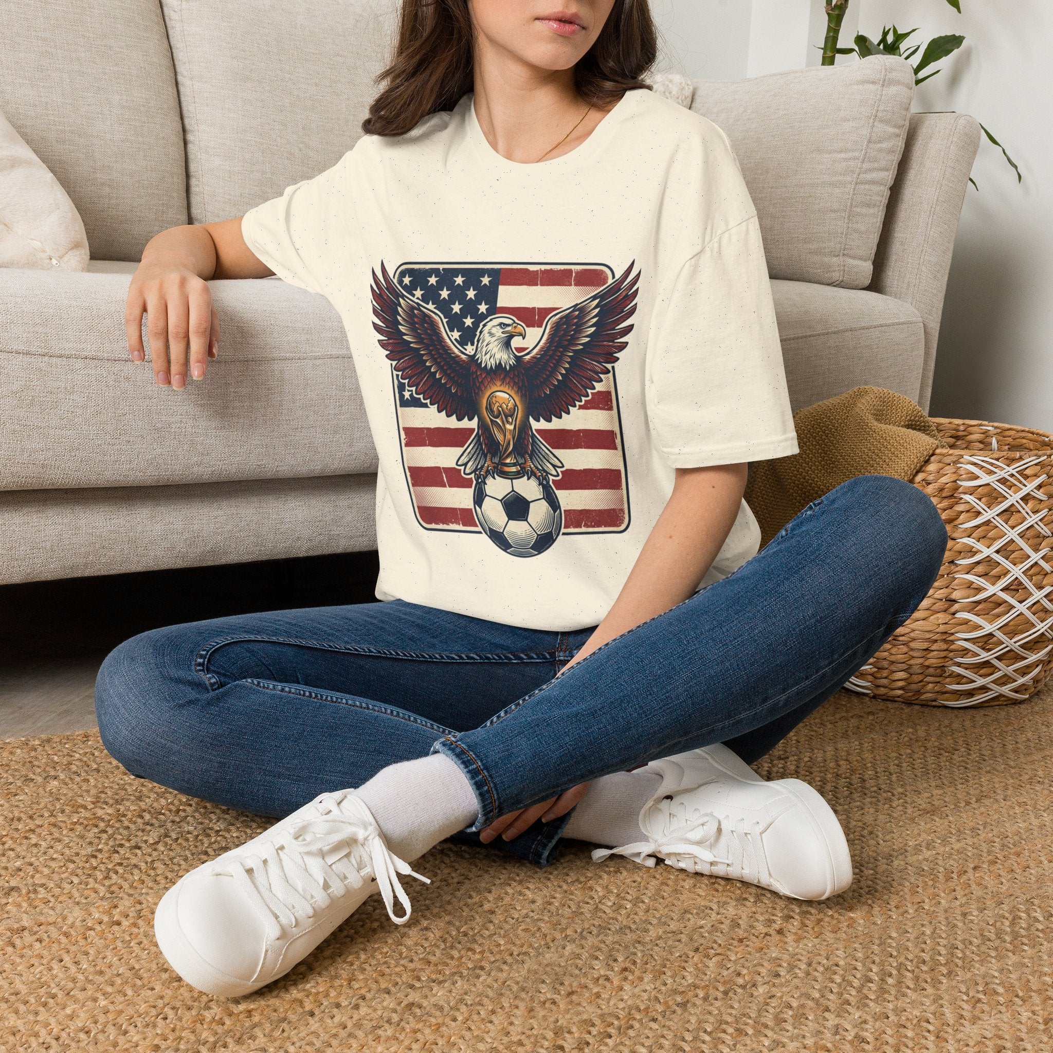 Eagle & American Flag Soccer T‑Shirt — Patriotic Soccer Fan Tee