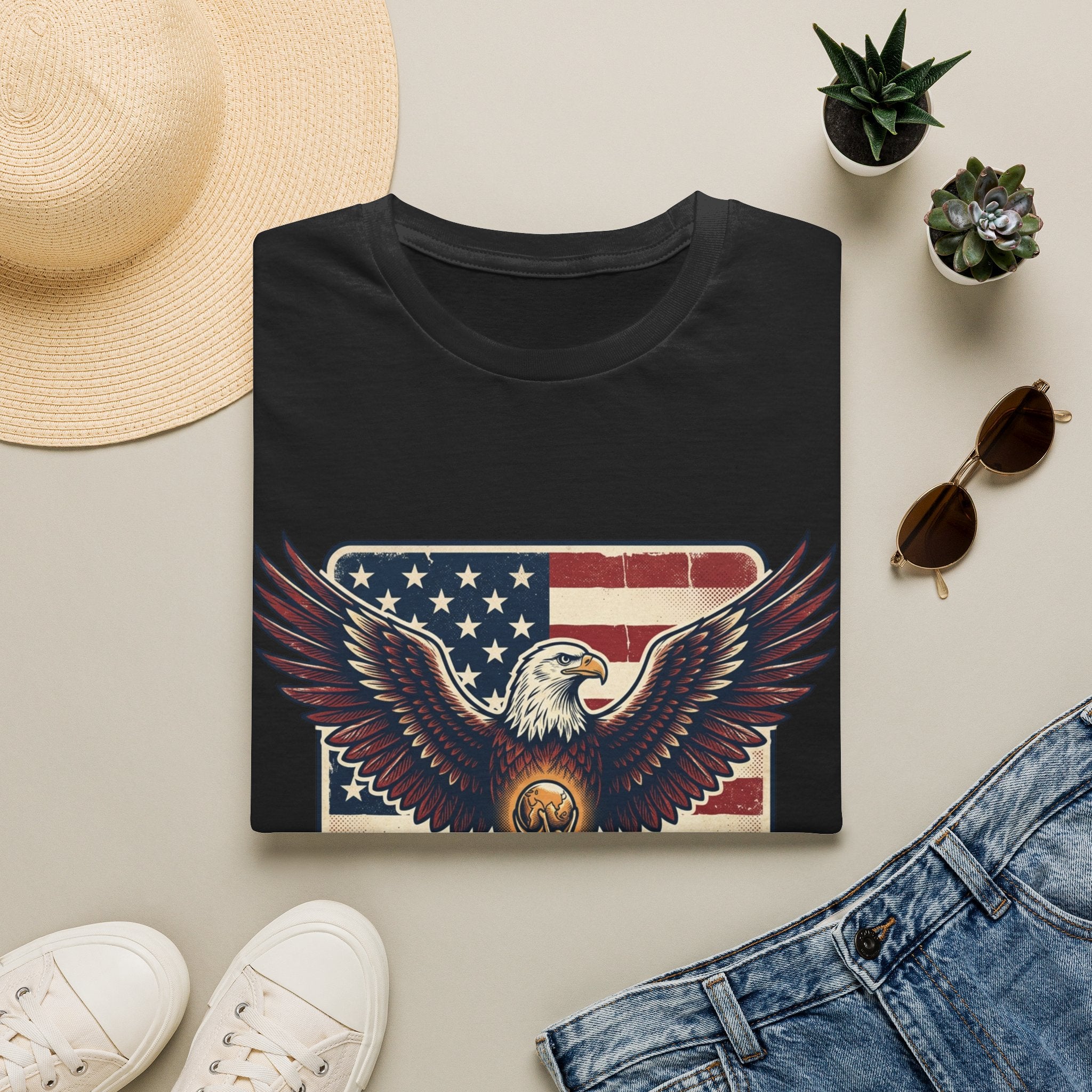 Eagle & American Flag Soccer T‑Shirt — Patriotic Soccer Fan Tee