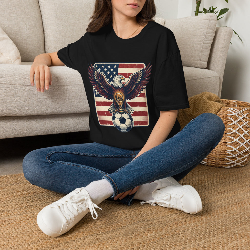 Eagle & American Flag Soccer T‑Shirt — Patriotic Soccer Fan Tee