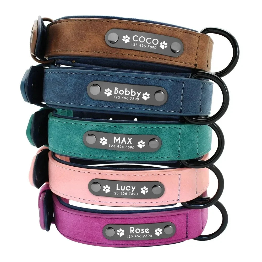 PawVibe Personalized Engraved Leather Dog Collar"
