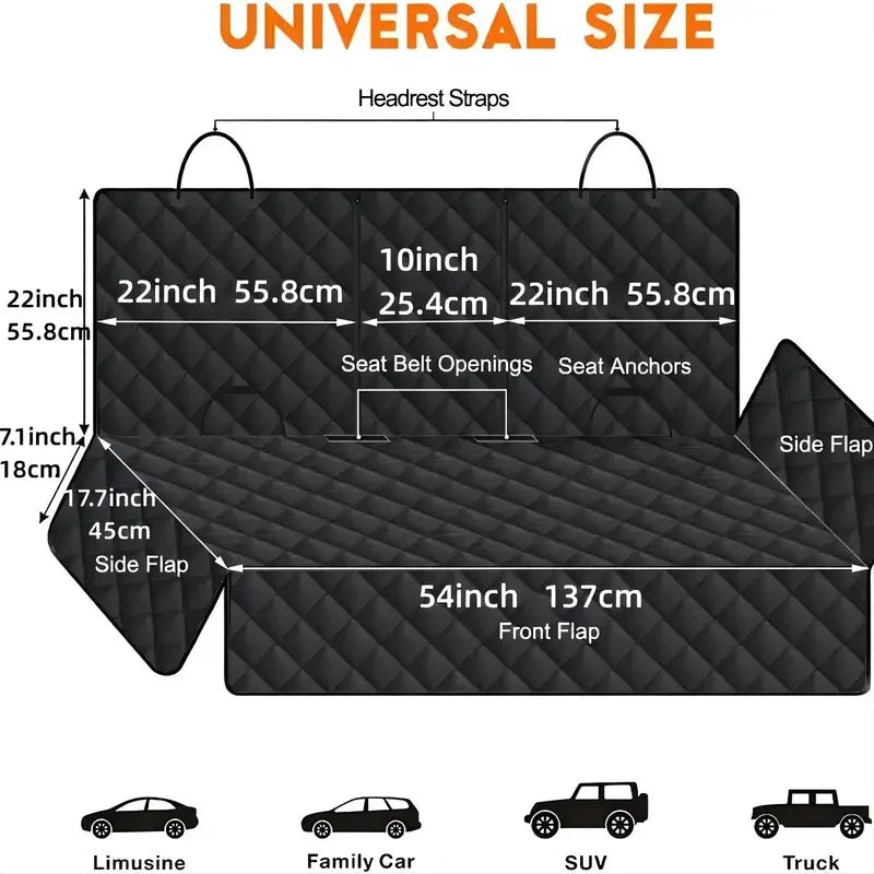 PawVibe Premium Waterproof Dog Car Seat Cover - Universal Fit