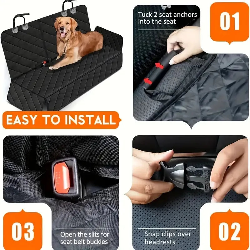 PawVibe Premium Waterproof Dog Car Seat Cover - Universal Fit